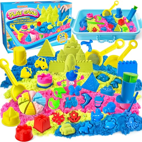 Magic Sand Für Kinder – 52-teiliges Spielsand-Set mit 1,36 kg magischem Sand, Strandspielzeug, Burgformen, Sandformen, sensorisches Sandspielzeug, Sandkasten, Kindergeschenke für Mädchen und Jungen Magic Sand Für Kinder – 52-teiliges Spielsand-Set mit 1,36 kg magischem Sand, Strandspielzeug, Burgformen, Sandformen, sensorisches Sandspielzeug, Sandkasten, Kindergeschenke für Mädchen und Jungen von essenson