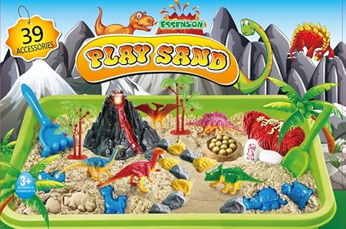 Magic Sand Set, Dinosaurier Spielsand für Kinder, Sandkasten mit 39 Zubehörteilen, Zaubersand Sandspielzeug für Jungen ab 3-12 Magic Sand Set, Dinosaurier Spielsand für Kinder, Sandkasten mit 39 Zubehörteilen, Zaubersand Sandspielzeug für Jungen ab 3-12 von essenson