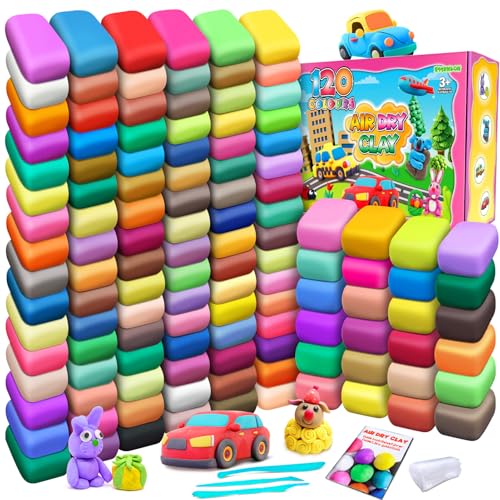 essenson Modelliermasse-Set - 120 Farben Lufttrocknende magische Knete für Kinder, Geschenk für Jungen und Mädchen im Alter von 3-12 Jahren von essenson