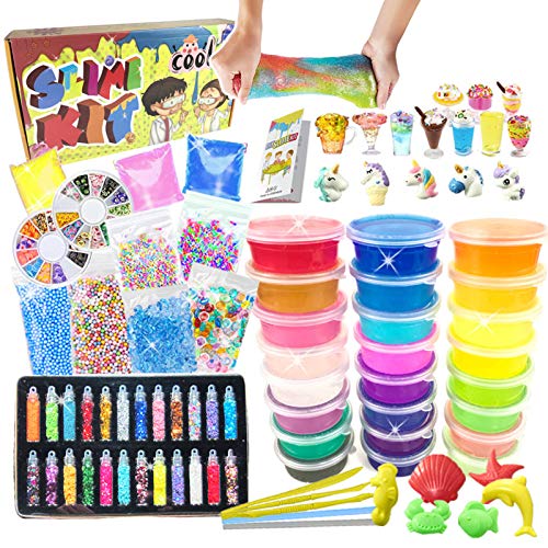 essenson DIY Slime Kit - Schleim Kit with 24 Farben Crystal Clear Slime, Slime Charms, Schleim Set für Kunsthandwerk für Kinder 6-12 Jahren mädchen essenson DIY Slime Kit - Schleim Kit with 24 Farben Crystal Clear Slime, Slime Charms, Schleim Set für Kunsthandwerk für Kinder 6-12 Jahren mädchen von essenson