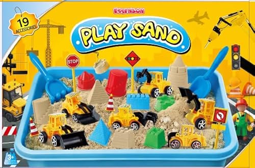 essenson Magic Sand Set, Baustellen Spielsand für Kinder, Sandkasten mit 19 Zubehörteilen, Zaubersand Sandspielzeug für Jungen ab 3-12 essenson Magic Sand Set, Baustellen Spielsand für Kinder, Sandkasten mit 19 Zubehörteilen, Zaubersand Sandspielzeug für Jungen ab 3-12 von essenson