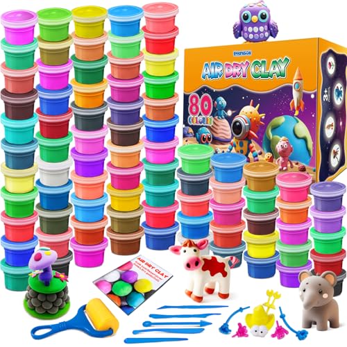 essenson Modelliermasse-Set, 80 Farben Lufttrocknende magische Knete für Kinder, Geschenk für Jungen und Mädchen im Alter von 3-12 Jahren essenson Modelliermasse-Set, 80 Farben Lufttrocknende magische Knete für Kinder, Geschenk für Jungen und Mädchen im Alter von 3-12 Jahren von essenson