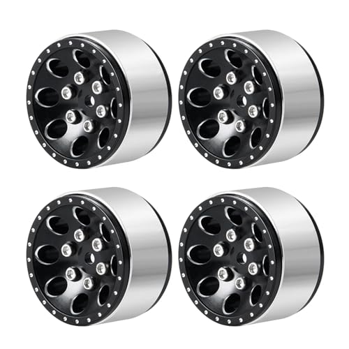 eudaikonrich 4 Teile/Satz Schwarz Micro 1,0 Zoll Metall Beadlock Felgen Naben for TRX-4M for Axial SCX24 1/24 RC Crawler Auto Upgrade Teile(Type 1) von eudaikonrich