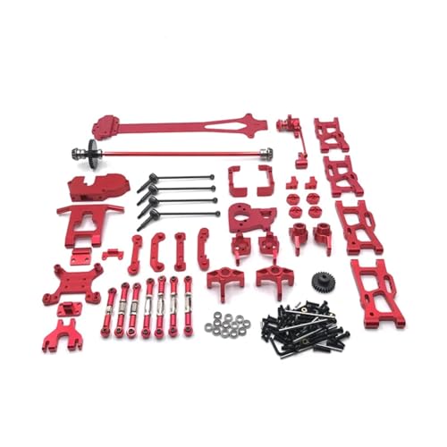 eudaikonrich for WLtoys 1/12 124016 124017 124018 124019 RC Auto Schwinge Lenkgestänge Front Stoßstange Antriebswelle Lenkblock Motor Getriebe(Rood) von eudaikonrich
