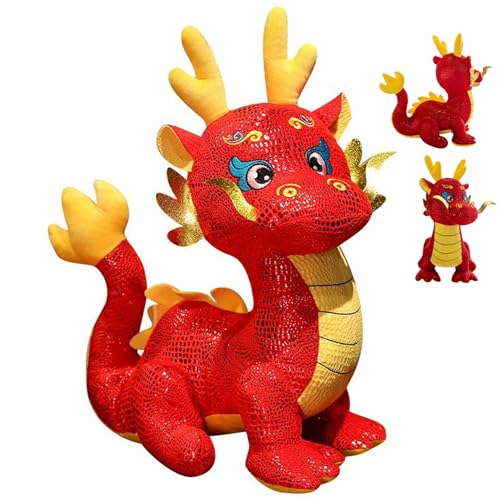 Gefüllte Drachen 3D 2024 Chinesisches Neujahr Dragon 11,8 -Zoll -Höhe Zodiac Dragon Plüsch Spielzeug Red Dragon Stoffed Animal Games Supplies von eurNhrN