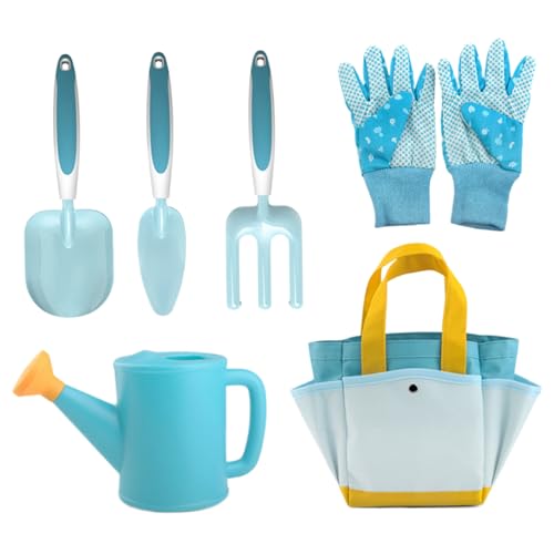 Kids Gartenset Kids Gartenset 6PCS/Set Kids Gardening Tools Fun Kinder Gartenspielzeug beinhaltet Schaufel, Kelle, Rechen, Gartenhandschuhe, Bewässerung Dose ＆ Werkzeugbeutel Geschenke für Kinder von eurNhrN