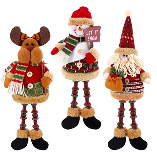 eurNhrN Anhänger Weihnachtssitzendekoration 3pcs pp Baumwolle weich süße schöne kleine Santa Claus Snowman Rentier Weihnachten Plüsch für Tischkamin Home Dekoration von eurNhrN