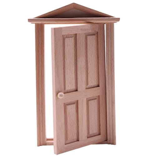 eurNhrN Dollhouse Tür 1:12 Mini -Tür mit Griffholz nach außen nach außen Miniaturentür Holzpuppen Hausmöbel Typ 1 Spiele Vorräte von eurNhrN