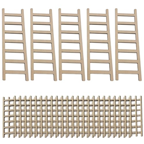 eurNhrN Mini -Leiter 40pcs 2,4 Zoll kleines Leiter Dekor und 5 Stcs 5,9 Zoll kleine Holzleiter für DIY -Handwerk, Puppenhaus -Dekor -Spiel Vorräte von eurNhrN