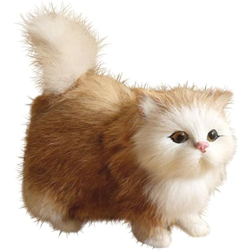 eurNhrN Realistische Katze niedliche stehende Katze Plüsch Simulierte künstliche Kunstfell Katzenpuppe Dekorative detaillierte falsche Katze, gelbe Spiele Vorräte von eurNhrN