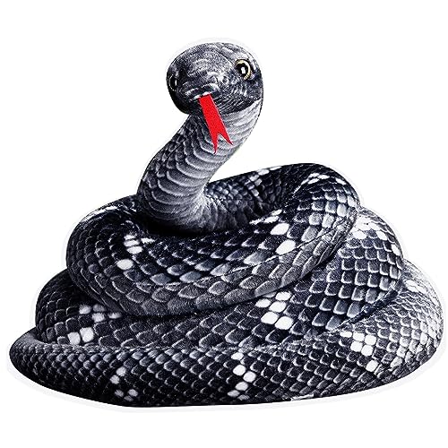 eurNhrN Schlangengefüllte Tier 79 -Zoll Lange Riese Schlange Plüsch Realistische weiche gefüllte Schlangenspielzeuggeschenke für Party -Dekor Schwarze Plüschzubehör von eurNhrN