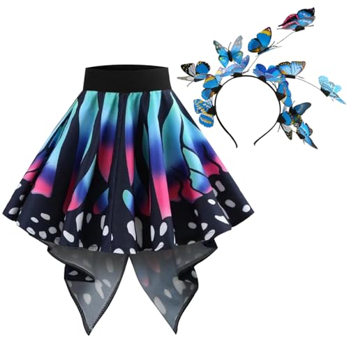 eurNhrN Schmetterling Stirnband und Schmetterlingsrock 2pcs/Set Carnival Schmetterling Kostüm Retro Karnevalskostüme für Frauen Mädchen Dress -up -Spielzeug von eurNhrN