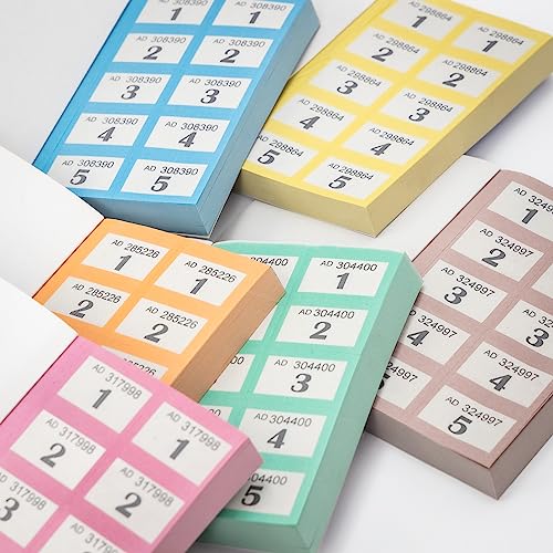 evelay 6 x Garderoben- und Tombola-Ziehungsbücher, nummerierte Wohltätigkeitsorganisationen, Preisverlosung, Glücksverlosung (gemischte Farben) von evelay