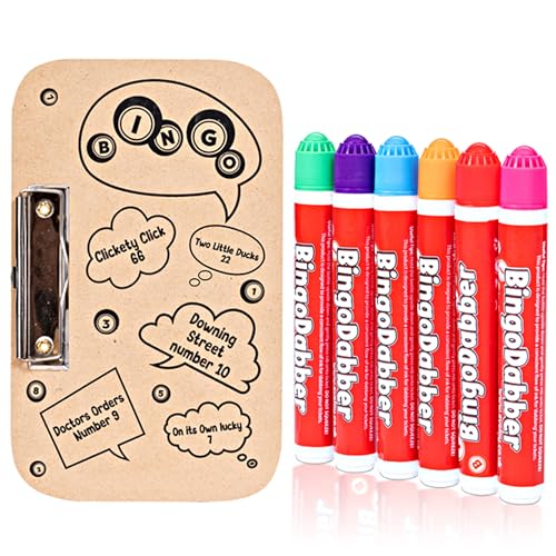 evelay Bingo-Dabbers und Brett-Set – 6 bunte Dabber und 1 Spielbrett für endlosen Bingo-Spaß evelay Bingo-Dabbers und Brett-Set – 6 bunte Dabber und 1 Spielbrett für endlosen Bingo-Spaß von evelay