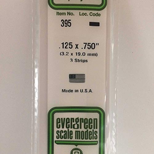 evergreen 395 Vierkantprofile, 600x3,2x19,0mm, 3 Stück, Small von Evergreen Scale Models