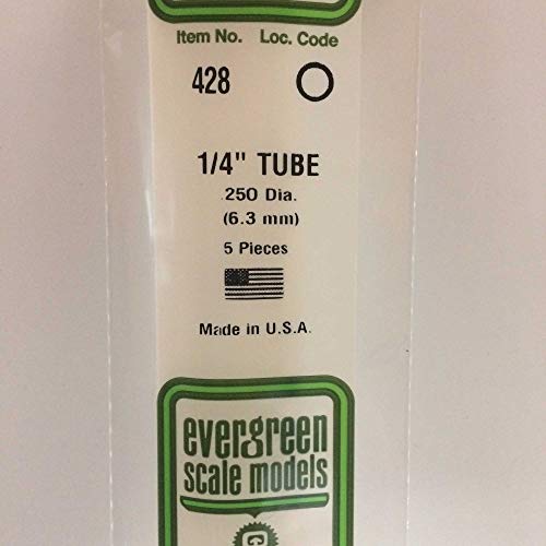 evergreen 428 Rundröhre, 60 cm lang, Durchm.6,3 mm, 5 Stück von Evergreen Scale Models