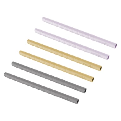everyday® baby Trinkhalme Silikon 6er-Set, grau/gelb/violett von everyday baby