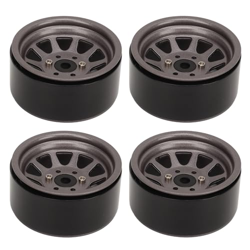 4 Stück RC Felgen Set Zinklegierung Stahl Universal 1.9 Zoll 10 Felgen RC Crawler Auto Radnabe Axial für SCX10 II III (Ti Color) von evhooe