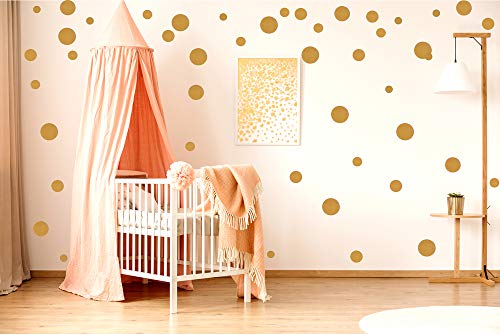 ewtshop® 56 Wandtattoo Dots Punkte, Gold Aufkleber, Punkte für Kinderzimmer und Wohnräume von ewtshop