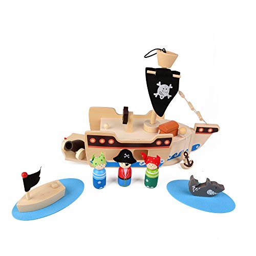ewtshop® Piratenschiff aus Holz zum Spielen von ewtshop