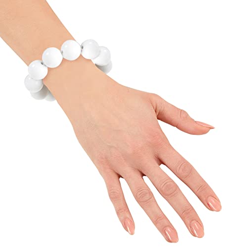 W WIDMANN MILANO Party Fashion 1736H - Perlen-Armband 70er Jahre, Weiß, dehnbar durch Gummiband, 70ties Armkette, Modeschmuck, Accessoire, Karneval von W WIDMANN MILANO Party Fashion