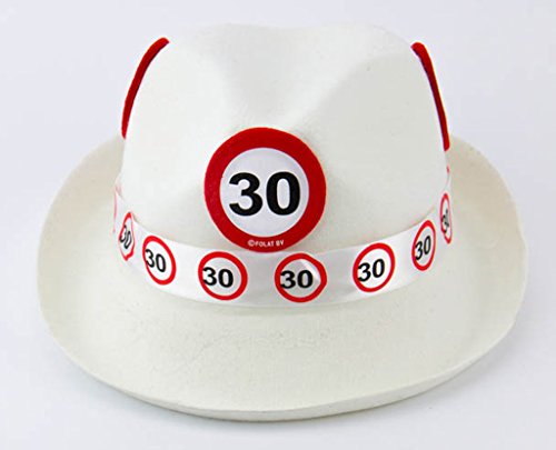 Folat 62330 Tribly Party Hut-Verkehrszeichen 30 Jahre, Weiß, Einheitsgröße von Folat