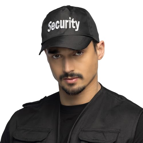 Boland 97058 - Security Mütze für Erwachsene, Basecap mit Aufdruck, Hut für Faschingskostüme, für Damen und Herren, Polizist, Sicherheitsdienst, Türsteher, Schwarz Boland 97058 - Security Mütze für Erwachsene, Basecap mit Aufdruck, Hut für Faschingskostüme, für Damen und Herren, Polizist, Sicherheitsdienst, Türsteher, Schwarz von Boland