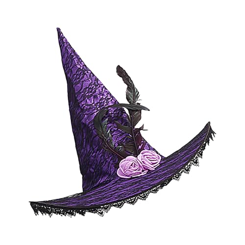 Hexenhut | Zauberer-Kostüm für Erwachsene mit Spitzenkrempe für Halloween, Zauberer, Cosplay, Halloween-Kostüm, Halloween-Hexenkostüm, Zubehör für Damen Hexenhut | Zauberer-Kostüm für Erwachsene mit Spitzenkrempe für Halloween, Zauberer, Cosplay, Halloween-Kostüm, Halloween-Hexenkostüm, Zubehör für Damen von fanelod