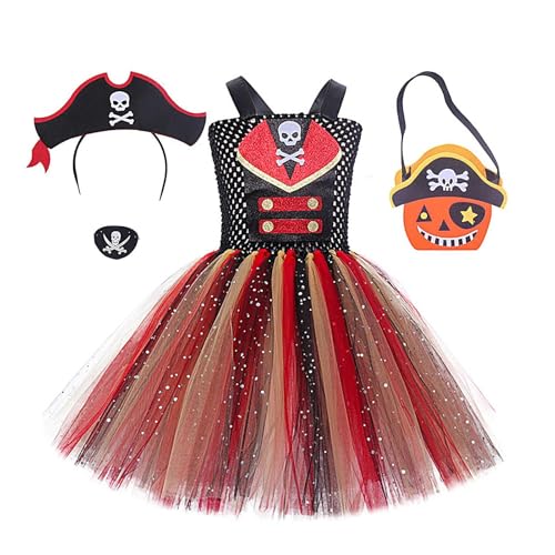 Mädchen Piratenkleid Kostüm - Meer Bukkanier Kostüm | Pirat Cosplay Rollenspiel Set Dekoration Zubehör | Pirat Tutu von fanelod