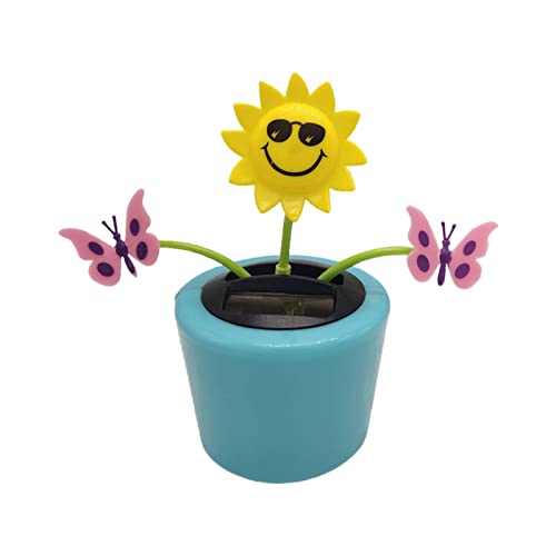 Solarbetriebene tanzende Blume – Sonnenblume Solar Auto Ornament | Schüttelnder Kopf Auto Ornamente | Solar tanzende Blumen Ornament | Auto Armaturenbrett Dekor Solarbetrieben | Solar Auto Ornament von fanelod