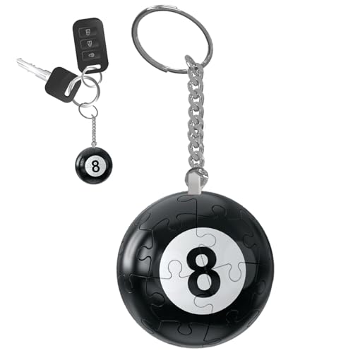 fanelod -Puzzleball, Kugelpuzzleball | Schwarzer 8-Kugel- -Puzzle-Kugel-Schlüsselanhänger,Puzzlespiel, Rucksackzubehör für Kinder und Erwachsene, Denksportaufgabe für Billard-Enthusiasten von fanelod