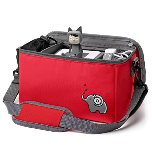 fantifant Musikbox Tasche für Toniebox und Tigerbox [ + Netzbeutel ] Flexible TRANSPORTTASCHE FÜR TIGERBOX UND TONIEBOX Tasche für Box und Zubehör I mit recyceltem PET I ararot von fantifant