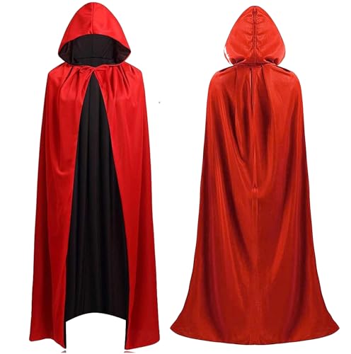 Umhang rot & schwarz mit Kaputze - für Halloween & Fasching & Karneval Vampir Kostüm für Kinder & Erwachsene, Beidseitig Umhang rot & schwarz mit Kaputze - für Halloween & Fasching & Karneval Vampir Kostüm für Kinder & Erwachsene, Beidseitig von faschinfever