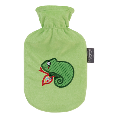 fashy® Wärmflasche 0,8L mit Flauschbezug Camäleon grün von fashy®