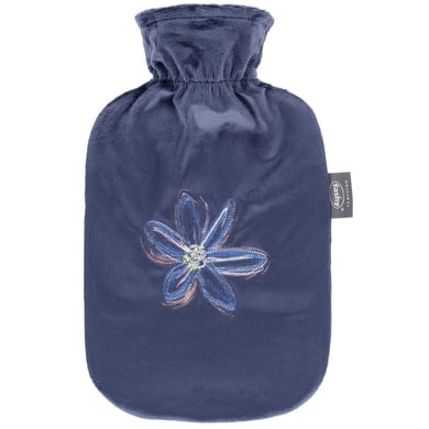 fashy® Wärmflasche 2 Liter mit Flauschbezug und Stickerei in marine von Fashy