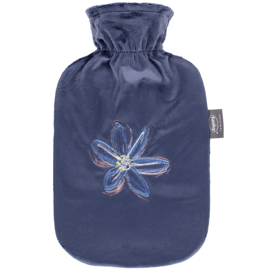 fashy® Wärmflasche 2 Liter mit Flauschbezug und Stickerei in marine von Fashy