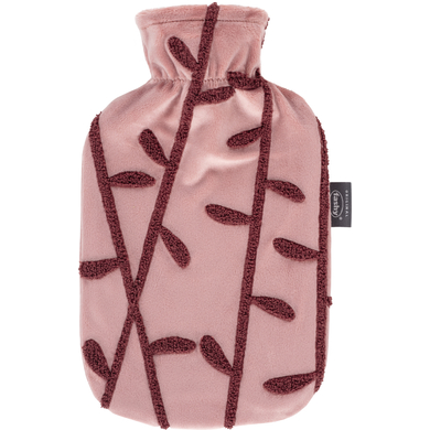 fashy® Wärmflasche 2L mit Flauschbezug und 3-D Stickerei in hellrot von Fashy