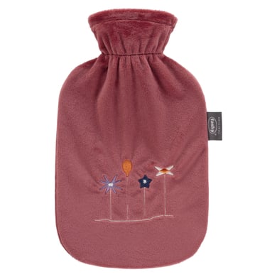fashy® Wärmflasche 2L mit Flauschbezug und Stickerei in bordeaux von Fashy