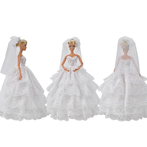 fat-catz-copy-catz Weißes Brautkleid für Puppen, Made for Barbie (Puppen Nicht enthalten) von fat-catz-copy-catz