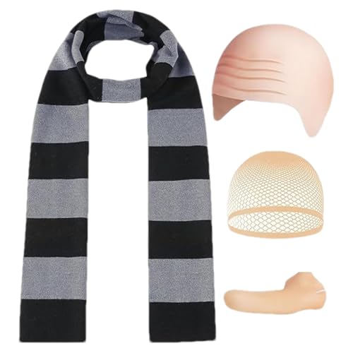 4X Halloween Kostüm Herren Gru Kahl Kostüm Kostümzubehör Für Erwachsene Schwarz-grau Gestreifter Schal Künstliche Nase Glatze Gestreiftes Schal-Halloween-Kostüm-Set Erwachsene In Erwachsenengröße 4X Halloween Kostüm Herren Gru Kahl Kostüm Kostümzubehör Für Erwachsene Schwarz-grau Gestreifter Schal Künstliche Nase Glatze Gestreiftes Schal-Halloween-Kostüm-Set Erwachsene In Erwachsenengröße von fayarrd