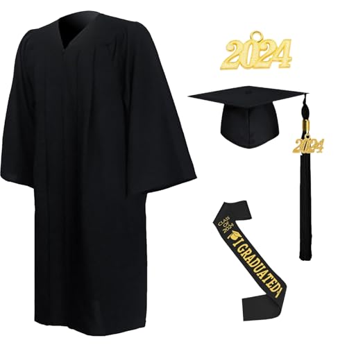 fayarrd Abschlusskostüm-Set mit schwarzer Mütze und Robe, Abschlusskappen-Dekoration der Klasse 2024 für Absolventen, Bachelor-Absolventen fayarrd Abschlusskostüm-Set mit schwarzer Mütze und Robe, Abschlusskappen-Dekoration der Klasse 2024 für Absolventen, Bachelor-Absolventen von fayarrd