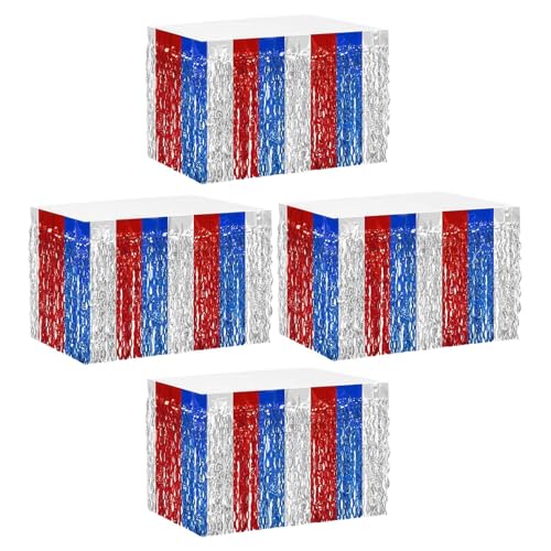 fayarrd Randtischrock, Folienrandtischrock, Folie Bannertisch Röcke Lametta -Rand, 29x108 -Zoll -Rechteck -Bühnen Hintergrund, Schreibtischvorhänge für Babypartys, Halloween, Disco -Partys von fayarrd