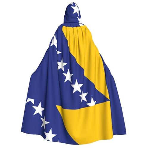 Flagge von Bosnien und Herzegowina, Erwachsenen-Kapuzenumhang, Cosplay-Umhang, Halloween-Kostüm, Volldruck, Polyester. von fdgbnm