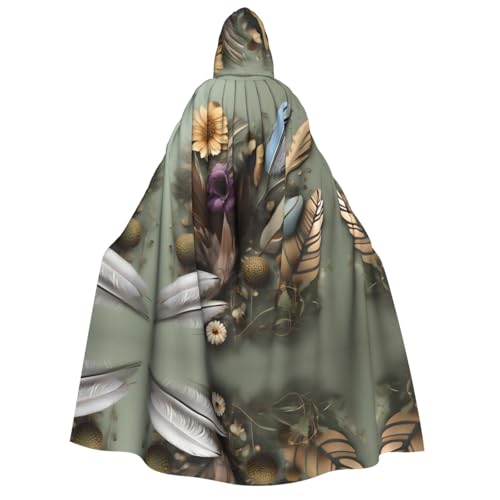 Kapuzenumhang mit Federblume, für Erwachsene, Cosplay-Umhang, Halloween-Kostüm, Volldruck, Polyester. von fdgbnm