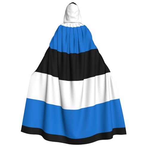 Umhang mit Kapuze für Erwachsene, Motiv: Flagge Estlands, Cosplay-Umhang, Halloween-Kostüm, Volldruck, Polyester. von fdgbnm