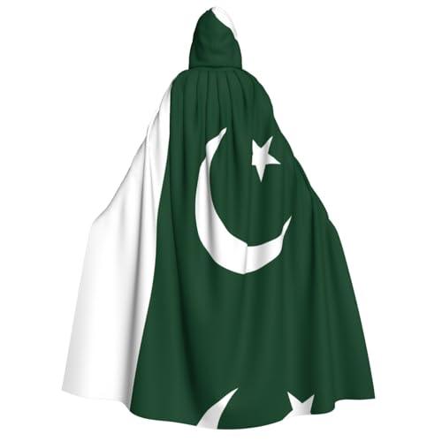 Umhang mit Kapuze für Erwachsene, Motiv: Flagge Pakistans, Cosplay-Umhang, Halloween-Kostüm, Volldruck, Polyester. von fdgbnm