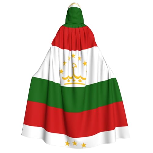 Umhang mit Kapuze für Erwachsene, Motiv: Flagge Tadschikistans, Cosplay-Umhang, Halloween-Kostüm, Volldruck, Polyester. von fdgbnm