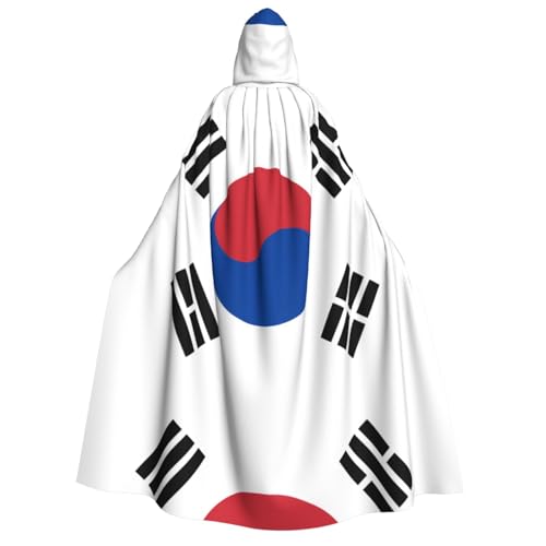 Umhang mit Kapuze für Erwachsene, Motiv: Flagge der Republik Korea, Cosplay-Umhang, Halloween-Kostüm, Volldruck, Polyester. von fdgbnm