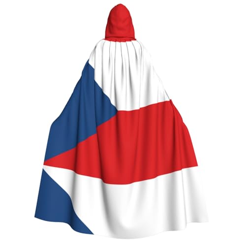 Umhang mit Kapuze für Erwachsene, Motiv: Flagge der Tschechischen Republik, Cosplay-Umhang, Halloween-Kostüm, Volldruck, Polyester. von fdgbnm