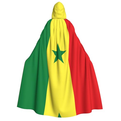 Umhang mit Kapuze für Erwachsene, Motiv: Flagge des Senegals, Cosplay-Umhang, Halloween-Kostüm, Volldruck, Polyester. von fdgbnm